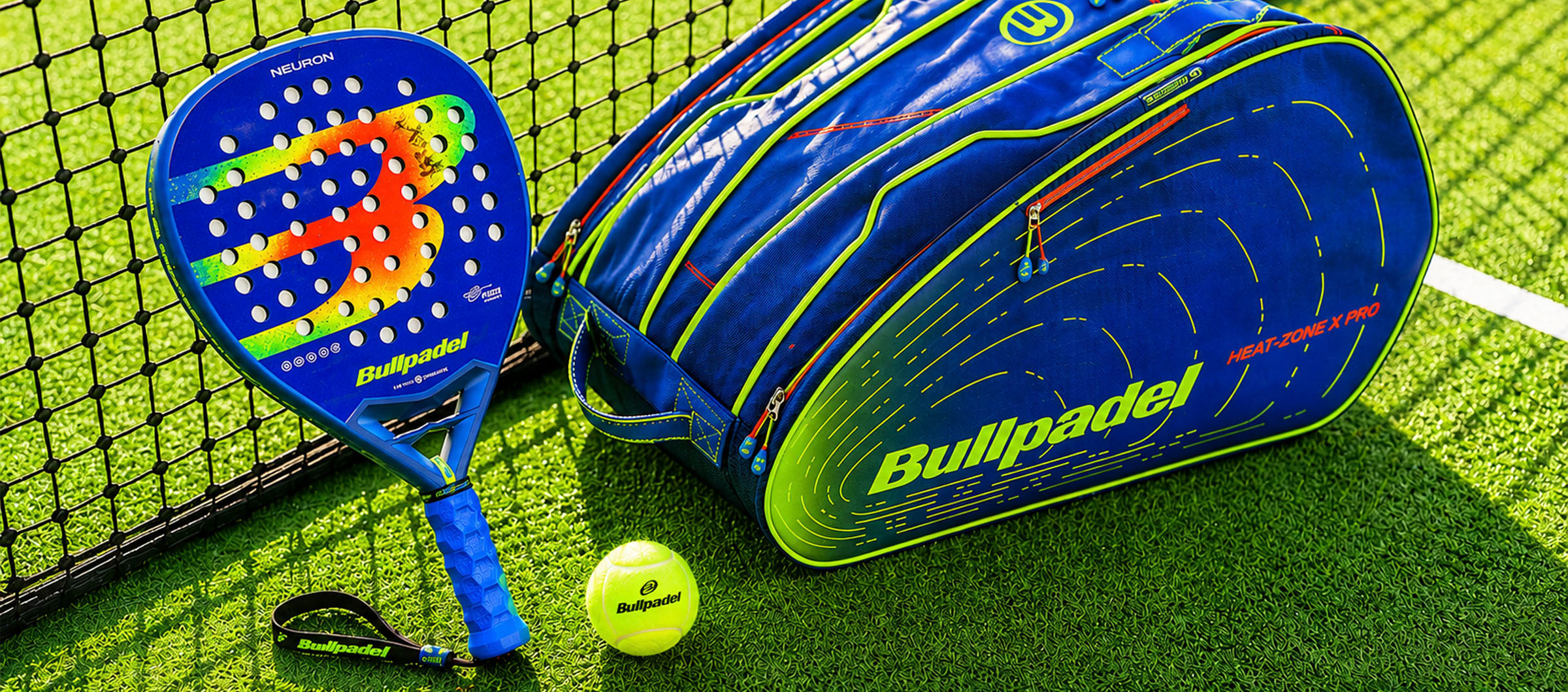 Bullpadel racket and sports bag on a padel court
